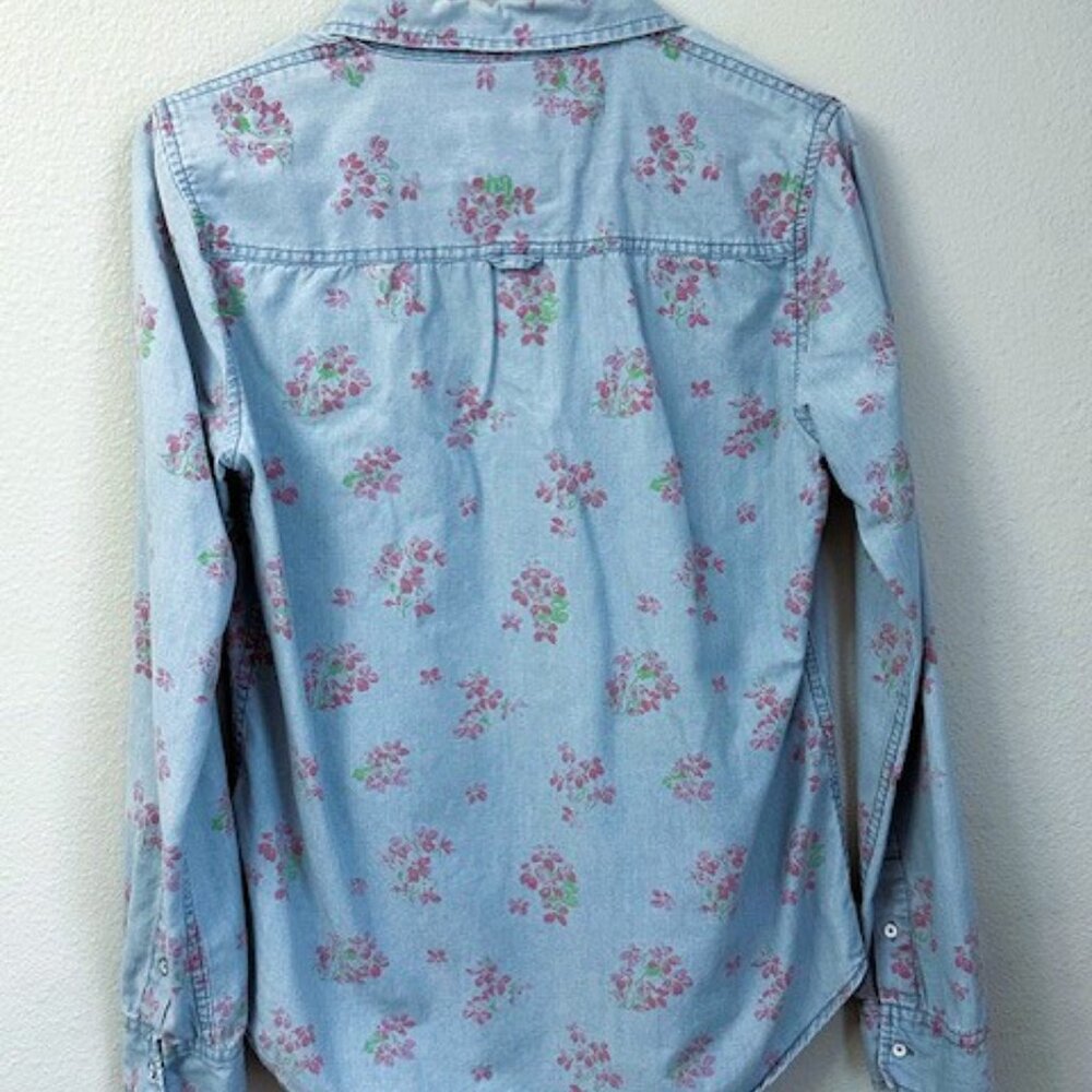 Abercrombie & Fitch Women's Denim Floral Butto Up Shirt- Size Small - Picture 4 of 12